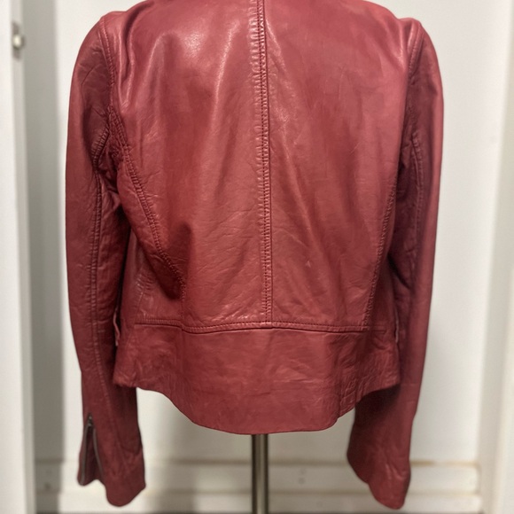 J. Crew Collection Washed Red Leather Motorcycle Jacket - Picture 4 of 5